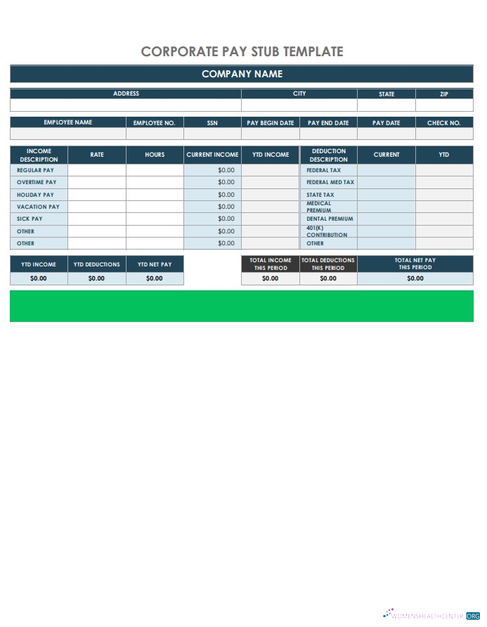 Download Corporate Pay Stub Template Photoshop template